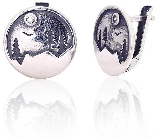 Sidabriniai auskarai ant cilindrinės spynos - 3.6 g. - 14 mm.