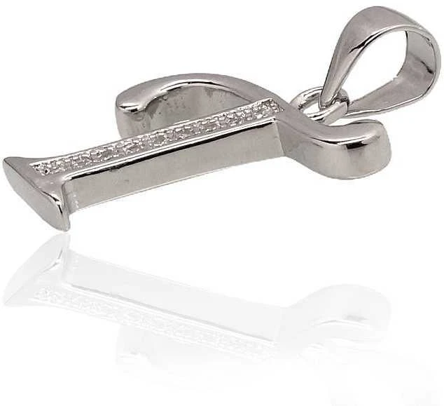 Sidabrinis Pakabukas - Vardo Raidė. Metalas: Sidabras. Praba: 925°. Akmuo: Cirkonai - 1.3 g. - 21 mm.