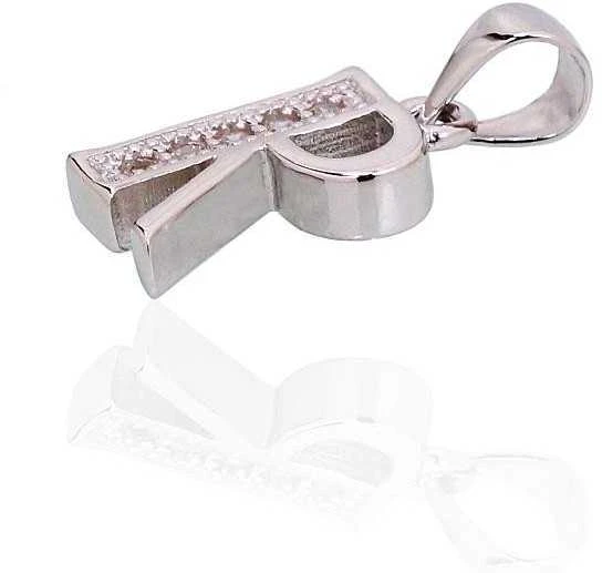 Sidabrinis Pakabukas - Vardo Raidė. Metalas: Sidabras. Praba: 925°. Akmuo: Cirkonai - 1.3 g. - 20 mm.