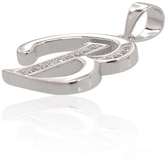 Sidabrinis Pakabukas - Vardo Raidė. Metalas: Sidabras. Praba: 925°. Akmuo: Cirkonai - 2.2 g. - 23 mm.