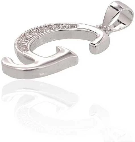 Sidabrinis Pakabukas - Vardo Raidė. Metalas: Sidabras. Praba: 925°. Akmuo: Cirkonai - 2 g. - 26 mm.