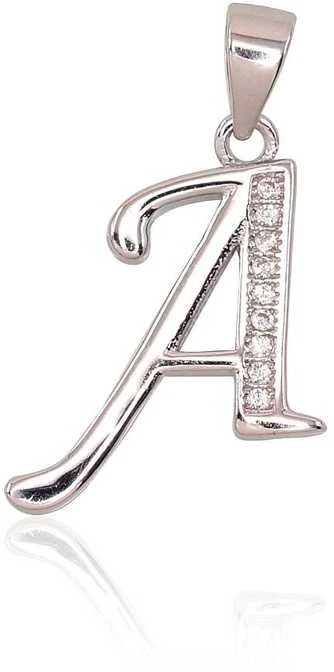 Sidabrinis Pakabukas - Vardo Raidė. Metalas: Sidabras. Praba: 925°. Akmuo: Cirkonai - 1.7 g. - 24 mm.