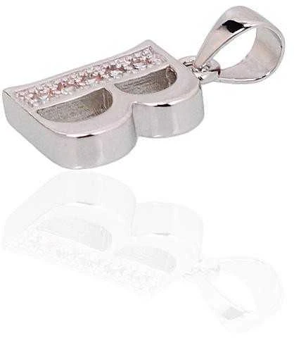 Sidabrinis Pakabukas - Vardo Raidė. Metalas: Sidabras. Praba: 925°. Akmuo: Cirkonai - 1.7 g. - 19 mm.