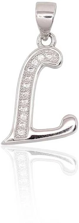Sidabrinis Pakabukas - Vardo Raidė. Metalas: Sidabras. Praba: 925°. Akmuo: Cirkonai - 1.3 g. - 22 mm.