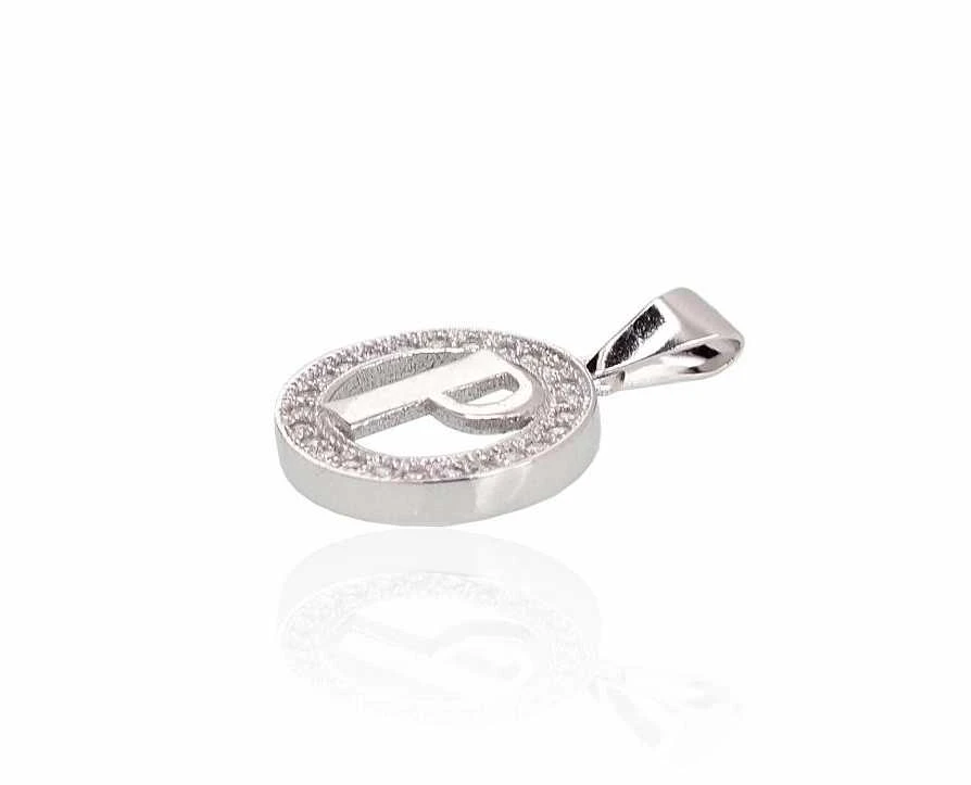 Sidabrinis Pakabukas - Vardo Raidė. Metalas: Sidabras. Praba: 925°. Akmuo: Cirkonai - 2 g. - 21 mm.