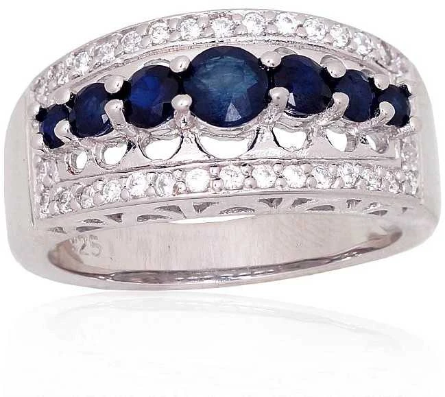Sidabrinis žiedas - 16.5 - 4.7 g. - Cirkonai , Safyras (0,91Ct)