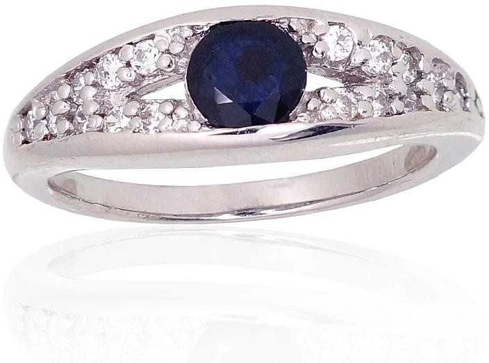 Sidabrinis žiedas - 3.4 g. - 18 - Cirkonai , Safyras (0,69Ct)