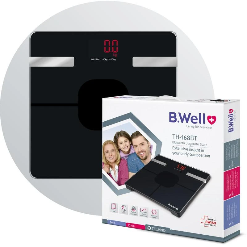Svarstyklės Bwell Swiss Ag B.WELL TH-168BT kūną analizuojančios
