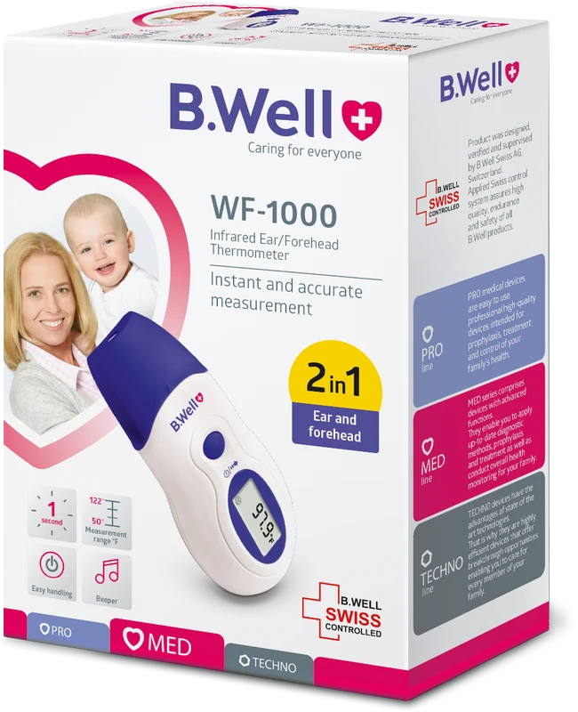 Bwell Swiss Ag B.WELL WF-1000 INFRARAUDONŲJŲ SPINDULIŲ AUSIES / KAKTOS TERMOMETRAS