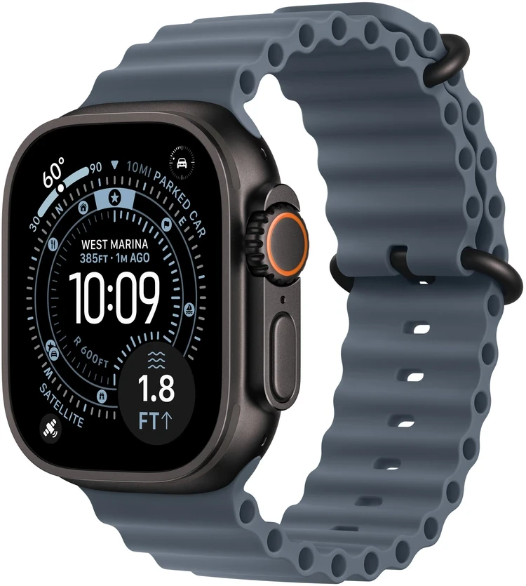 Apple Watch 49mm Anchor Blue Ocean Band - Black Titanium Finish - MGCJ4ZM/A