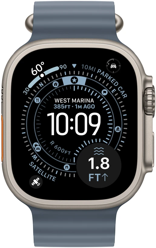 Apple Watch 49mm Anchor Blue Ocean Band - Natural Titanium Finish - MGCC4ZM/A