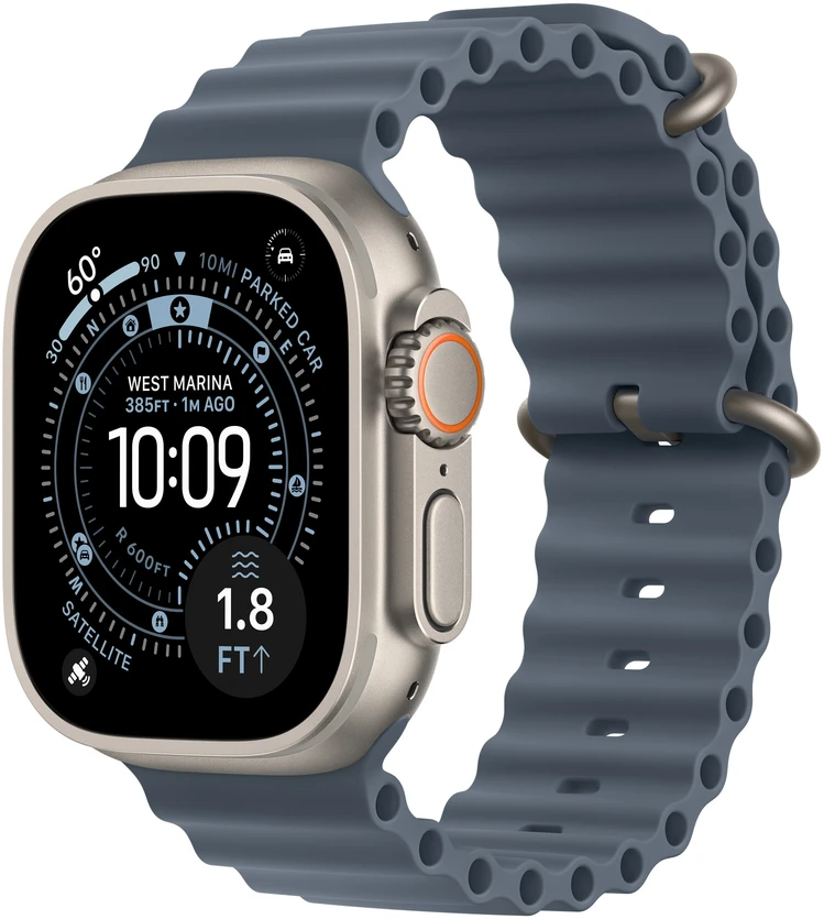 Apple Watch 49mm Anchor Blue Ocean Band - Natural Titanium Finish - MGCC4ZM/A