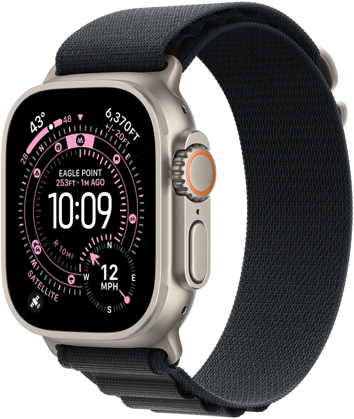Apple Watch 49mm Black Alpine Loop - Medium - Natural Titanium Finish - MFTF4ZM/A