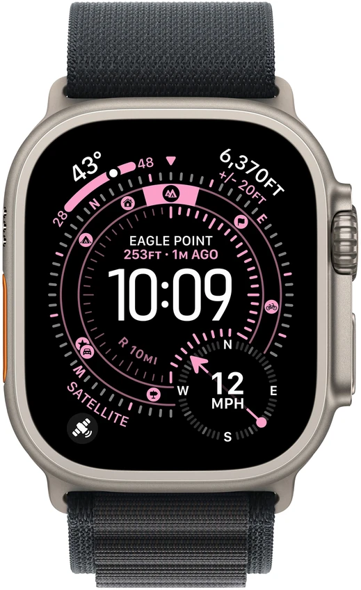 Apple Watch 49mm Black Alpine Loop - Medium - Natural Titanium Finish - MFTF4ZM/A