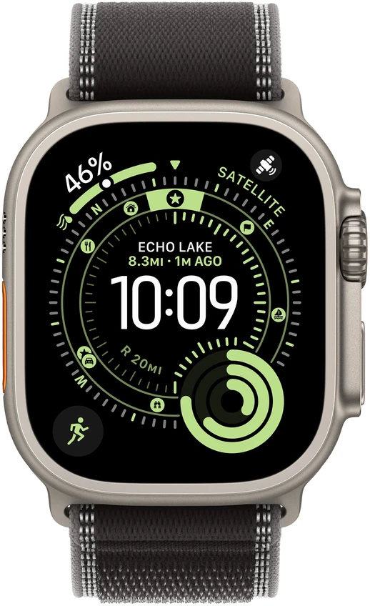 Apple Watch 49mm Black/Charcoal Trail Loop - M/L - Natural Titanium Finish - MFT94ZM/A