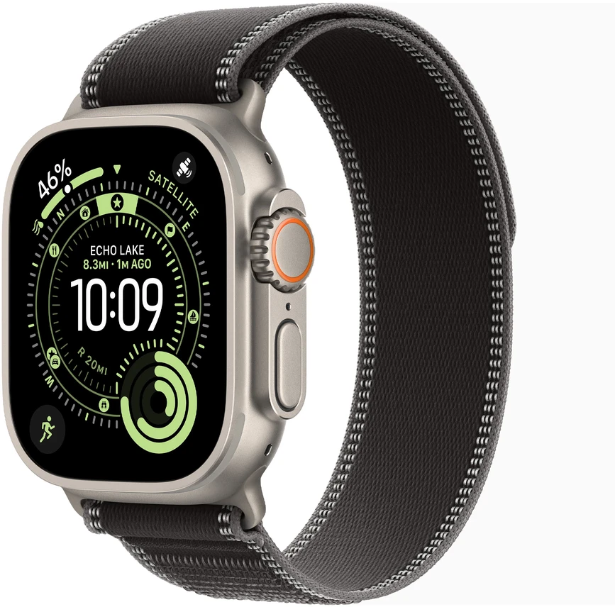 Apple Watch 49mm Black/Charcoal Trail Loop - M/L - Natural Titanium Finish - MFT94ZM/A
