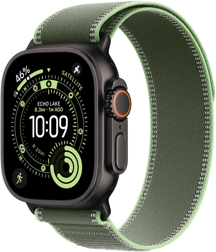 Apple Watch 49mm Green/Neon Trail Loop - M/L - Black Titanium Finish - MG9P4ZM/A