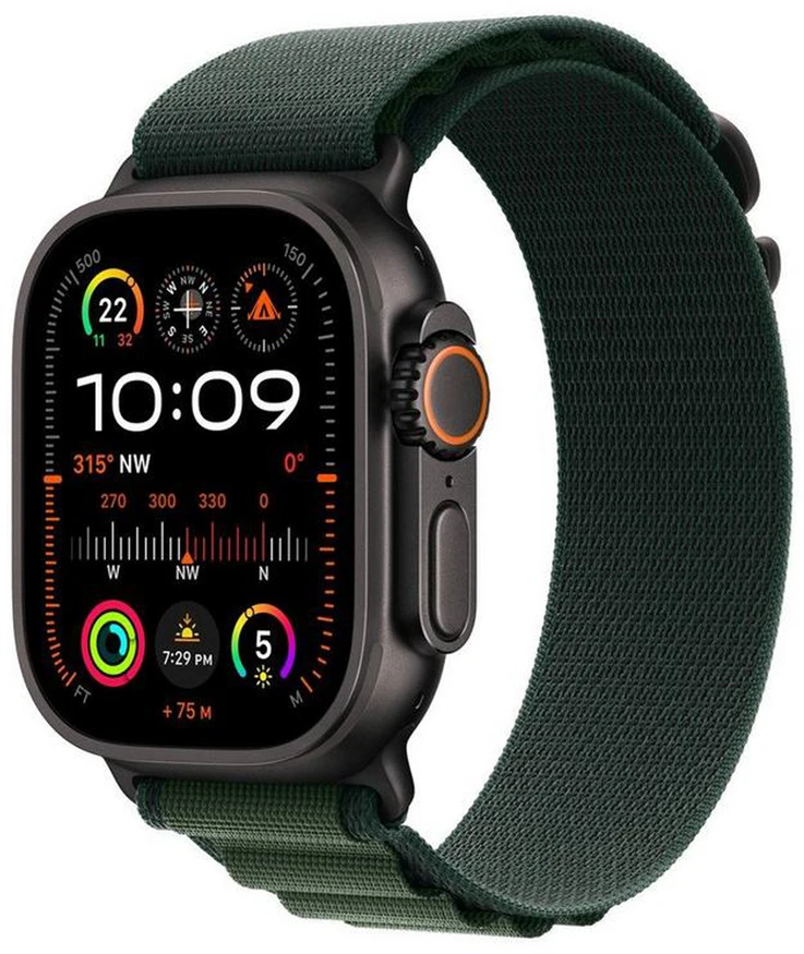 Apple Watch 49mm Dark Green Alpine Loop - Large - Black Titanium Finish - MYPT3ZM/A