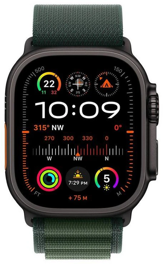 Apple Watch 49mm Dark Green Alpine Loop - Large - Black Titanium Finish - MYPT3ZM/A