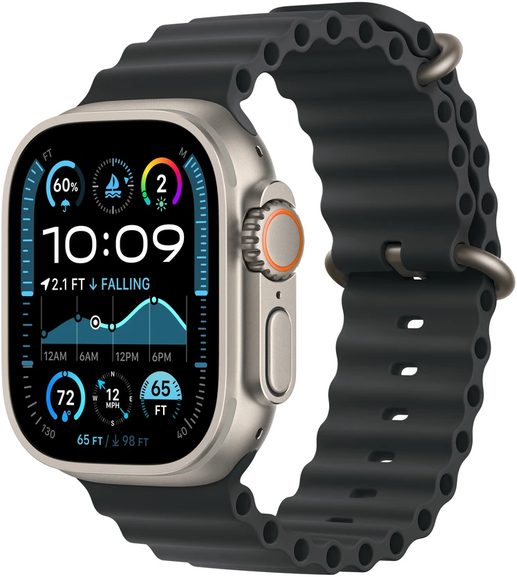 Apple Watch 49mm Black Ocean Band - Natural Titanium Finish - MXTL3ZM/A