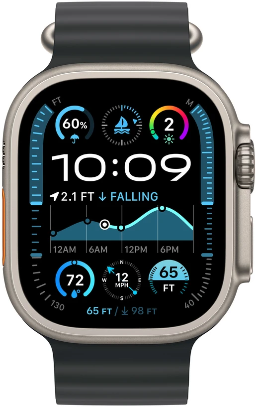 Apple Watch 49mm Black Ocean Band Extension - Natural Titanium Finish - MXTM3ZM/A
