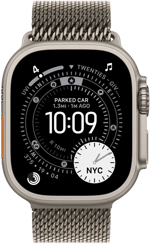 Apple Watch 49mm Natural Titanium Milanese Loop - Large - MGHQ4ZM/A