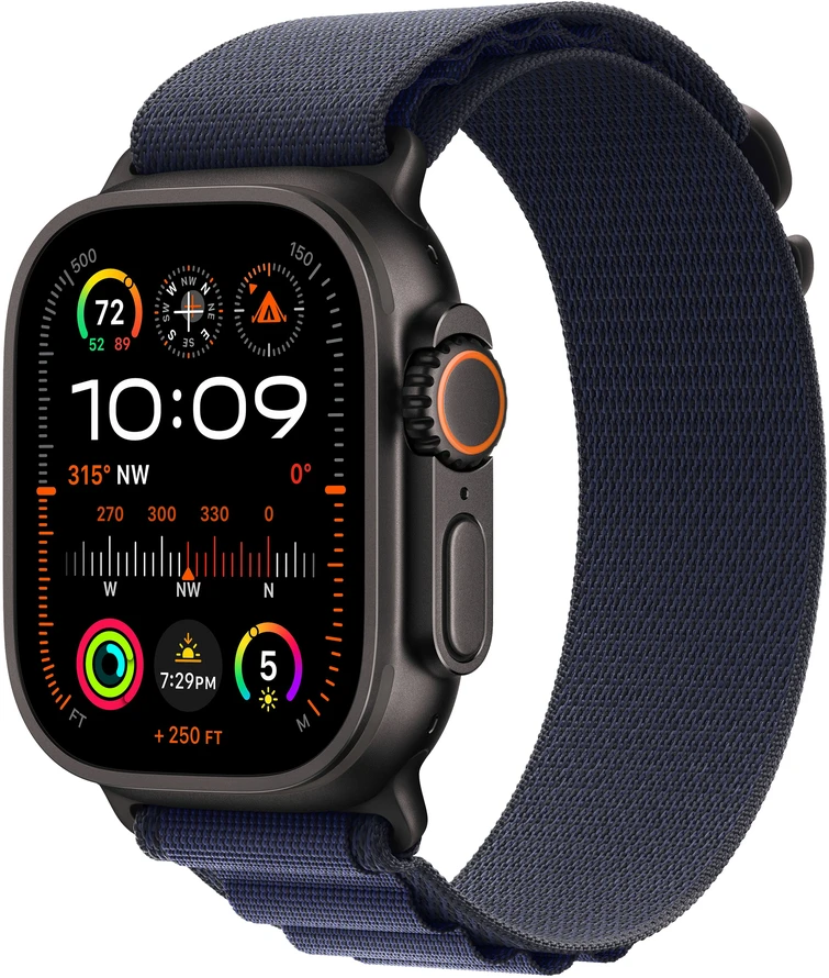 Apple Watch 49mm Navy Alpine Loop - Large - Black Titanium Finish - MYPY3ZM/A