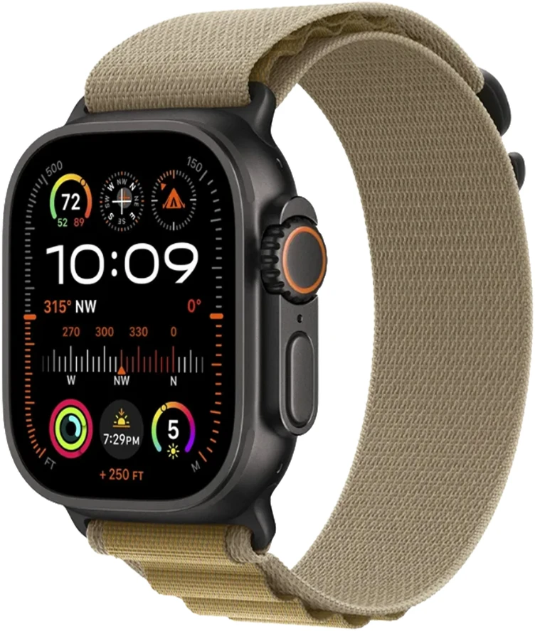 Apple Watch 49mm Tan Alpine Loop - Medium - Black Titanium Finish - MYQ13ZM/A