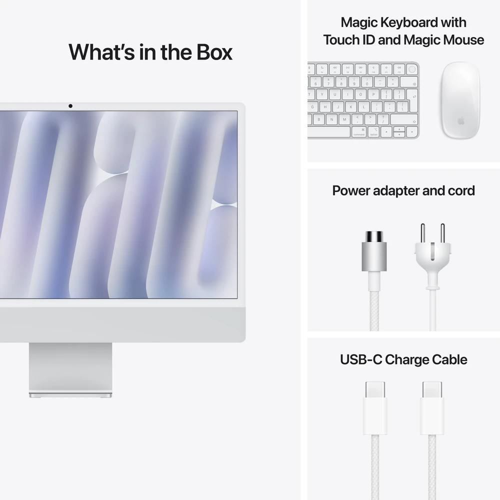 Apple iMac 24” 4.5K Retina M4 10‑core CPU 10‑core GPU/16GB/256GB/Silver/RUS - MWUU3RU/A