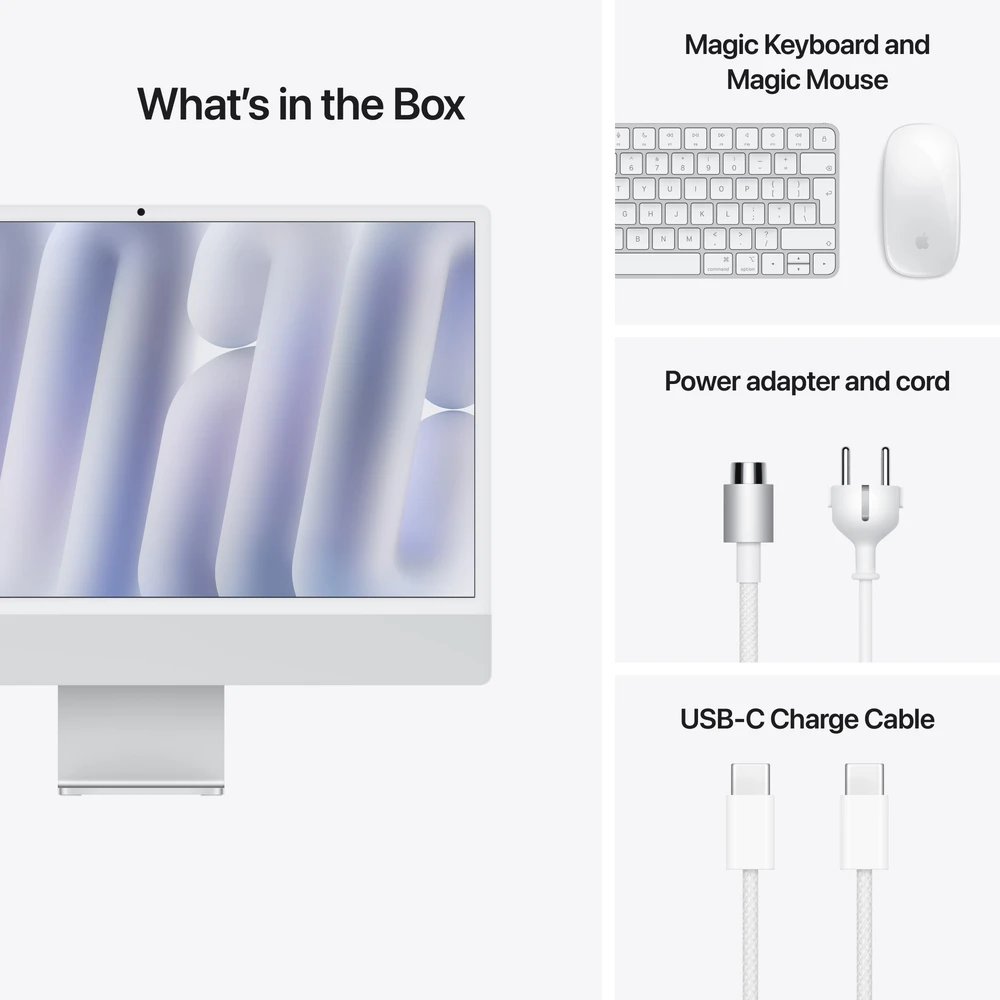 Apple iMac 24” 4.5K Retina M4 8‑core CPU 8‑core GPU/16GB/256GB/Silver/INT - MWUC3ZE/A