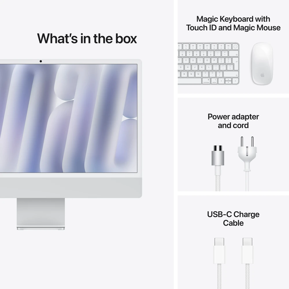 Apple iMac 24” 4.5K Retina Nano-texture Glass M6 12-core CPU 12-core GPU/16GB/256GB/Silver/INT - MH2U4ZE/A