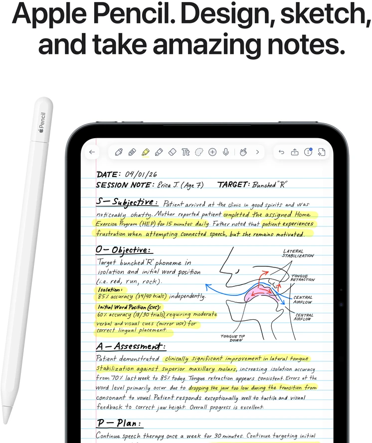 Apple iPad mini (A20 Pro) Wi‑Fi + Cellular 256GB with standard glass - Starlight - MJ6D4HC/A