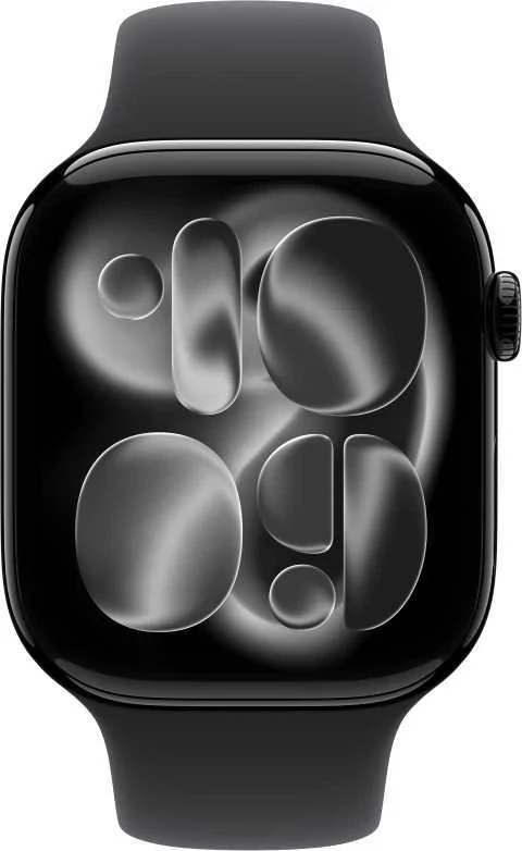 Apple Watch Series 11 GPS + Cellular 42mm Jet Black Aluminium Case with Black Sport Band - M/L - MF854ET/A