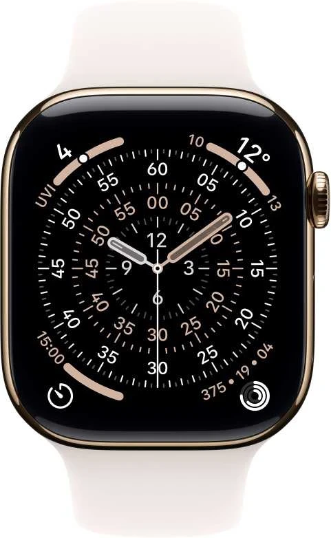 Apple Watch Series 11 GPS + Cellular 42mm Gold Titanium Case with Light Blush Sport Band - M/L - MF8X4ET/A