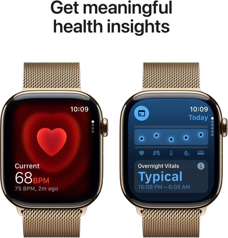 Apple Watch Series 11 GPS + Cellular 42mm Gold Titanium Case with Gold Milanese Loop - MF8Y4ET/A