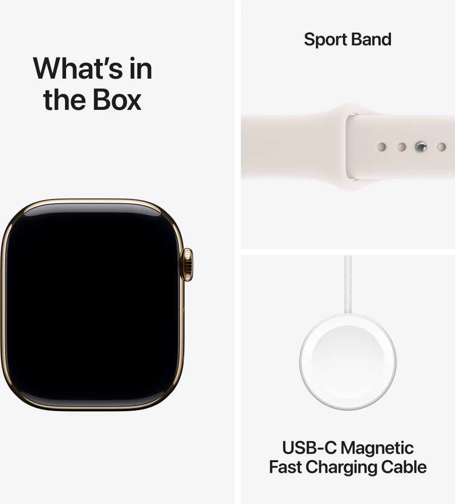 Apple Watch Series 11 GPS + Cellular 42mm Gold Titanium Case with Light Blush Sport Band - M/L - MF8X4ET/A