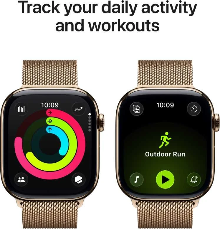 Apple Watch Series 11 GPS + Cellular 42mm Gold Titanium Case with Gold Milanese Loop - MF8Y4ET/A