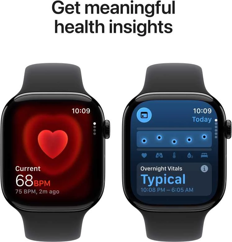 Apple Watch Series 11 GPS + Cellular 42mm Jet Black Aluminium Case with Black Sport Band - M/L - MF854ET/A