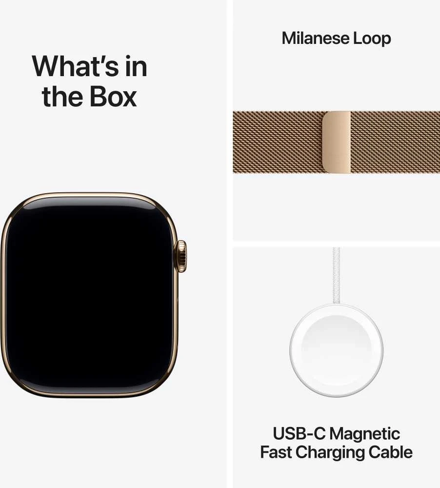 Apple Watch Series 11 GPS + Cellular 42mm Gold Titanium Case with Gold Milanese Loop - MF8Y4ET/A
