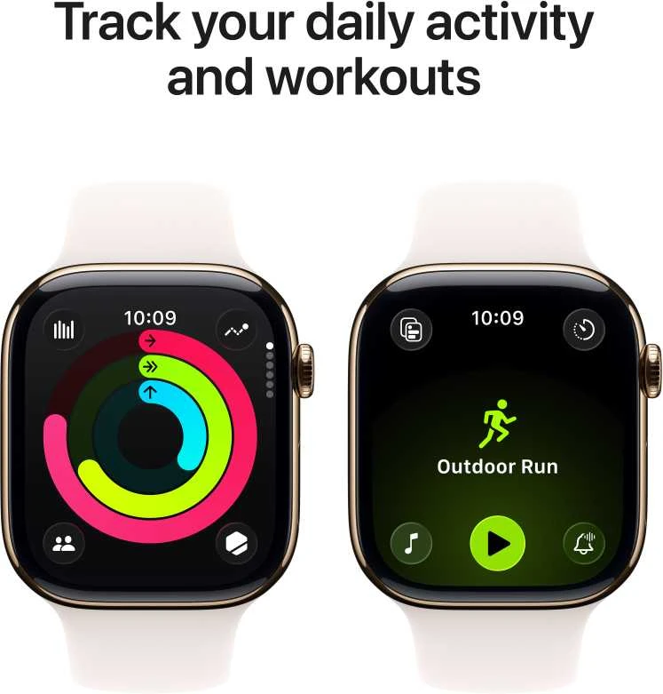 Apple Watch Series 11 GPS + Cellular 42mm Gold Titanium Case with Light Blush Sport Band - M/L - MF8X4ET/A