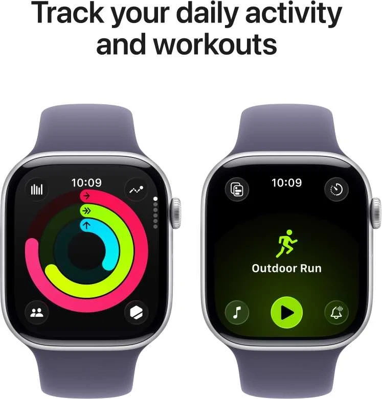 Apple Watch Series 11 GPS + Cellular 46mm Silver Aluminium Case with Purple Fog Sport Band - S/M - MFCP4ET/A
