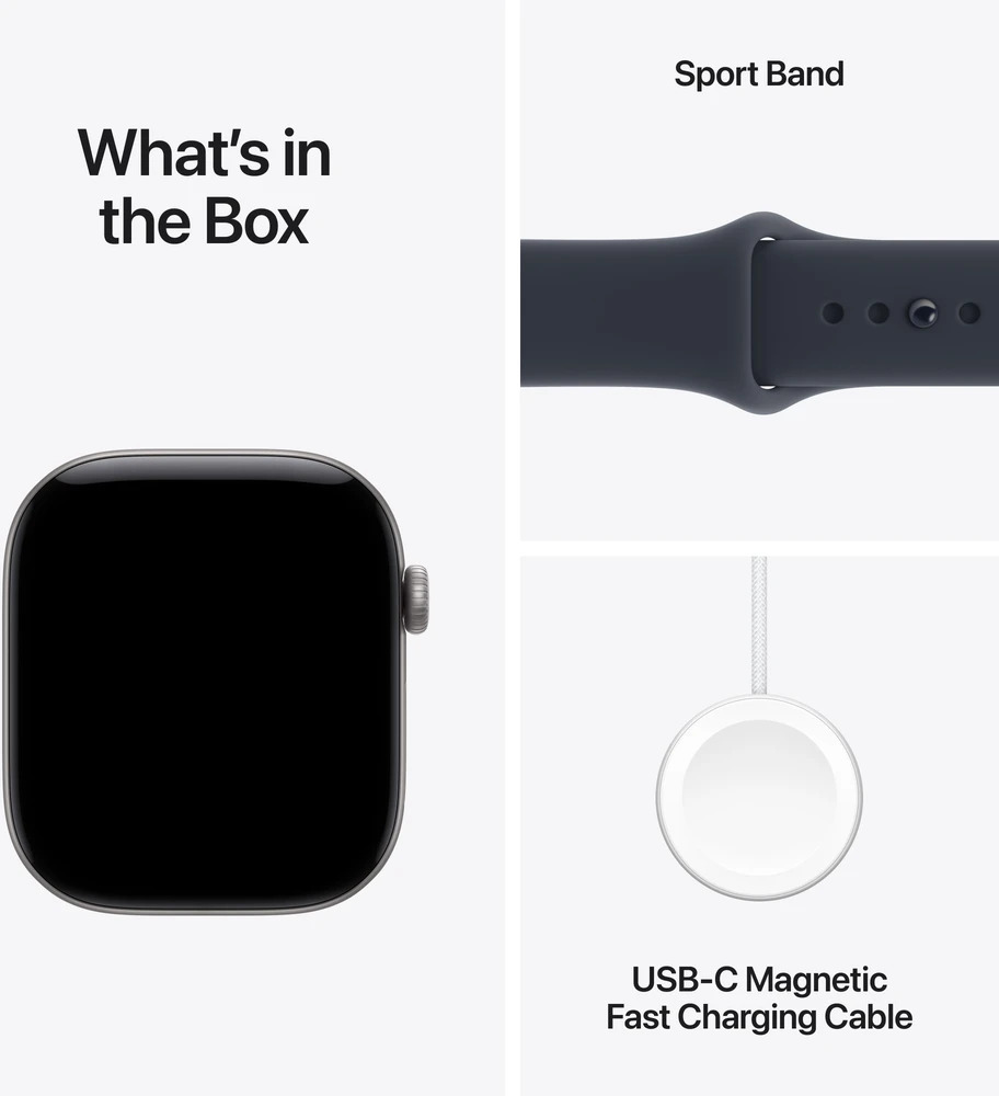 Apple Watch Series 12 GPS 42mm Space Grey Aluminium Case with Navy Blue Sport Band - M/L - MJE94ET/A