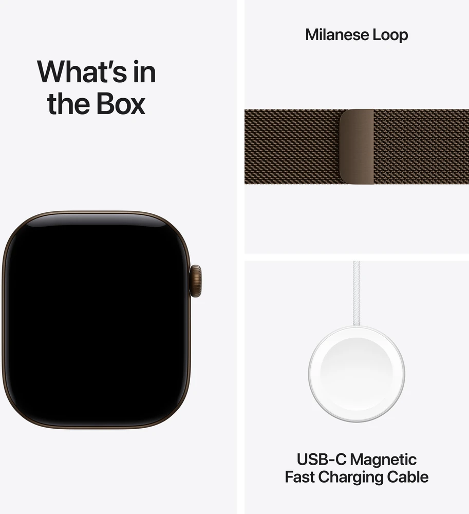 Apple Watch Series 12 GPS 46mm Dark Bronze Aluminium Case with Dark Bronze Milanese Loop - S/M - MKD74ET/A