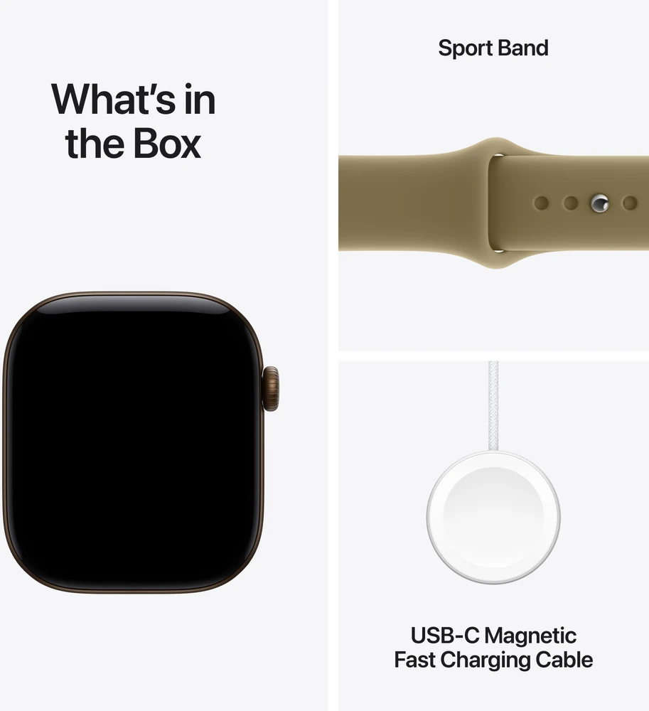 Apple Watch Series 12 GPS + Cellular 42mm Dark Bronze Aluminium Case with Olive Sport Band - M/L - MJG54ET/A