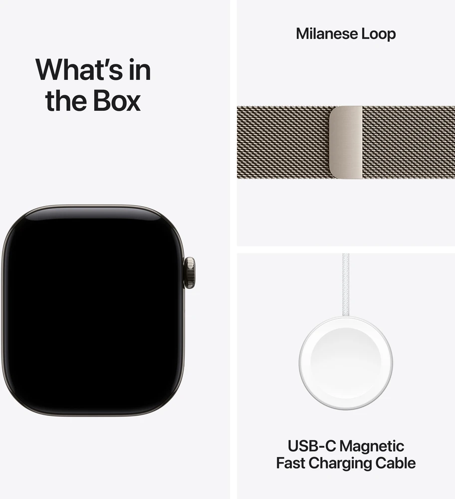 Apple Watch Series 12 GPS + Cellular 46mm Natural Titanium Case with Natural Milanese Loop - M/L - MJGQ4ET/A