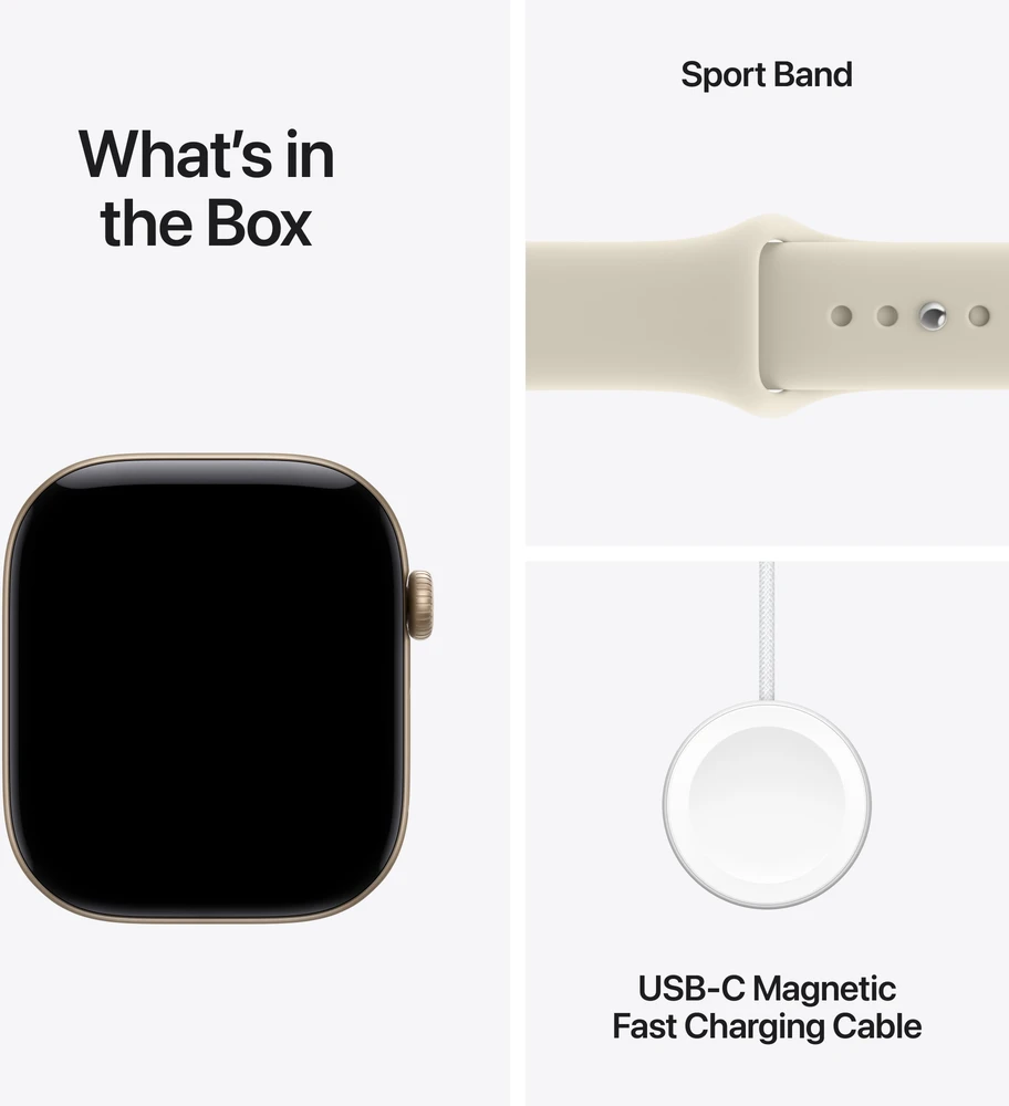 Apple Watch Series 12 GPS + Cellular 46mm Light Gold Aluminium Case with Sand Sport Band - M/L - MJGC4ET/A