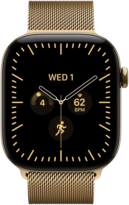 Apple Watch Series 12 GPS + Cellular 46mm Radiant Gold Titanium Case with Radiant Gold Milanese Loop - S/M - MJGU4ET/A