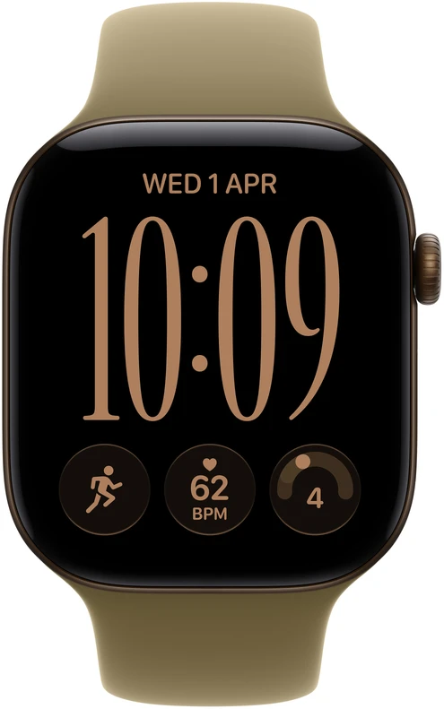 Apple Watch Series 12 GPS + Cellular 46mm Dark Bronze Aluminium Case with Olive Sport Band - S/M - MJGD4ET/A