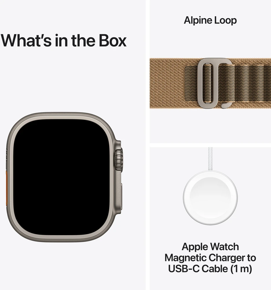 Apple Watch Ultra 4 GPS + Cellular 49mm Natural Titanium Case with Desert Alpine Loop - S - MJAE4ET/A