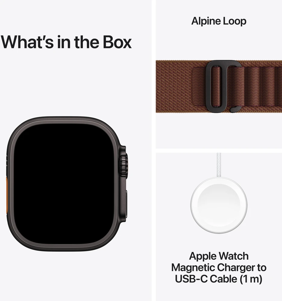 Apple Watch Ultra 4 GPS + Cellular 49mm Black Titanium Case with Burgundy Alpine Loop - S - MJC04ET/A